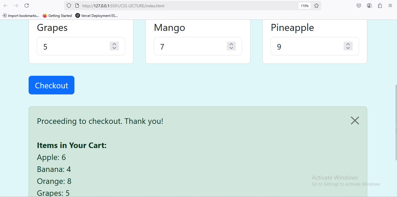 E-commerce Cart System Screenshot